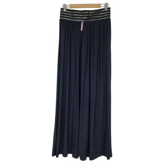 Moa wide elastic waist band navy maxi skirt - Picture 4 of 10